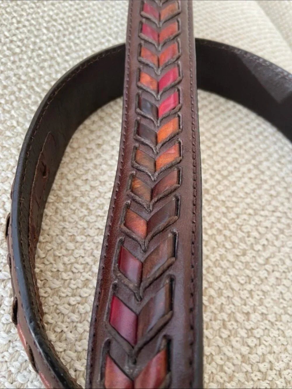 Brighton Brown Leather Belt Size 40 Three-Tone Silver Buckle 1 3/8